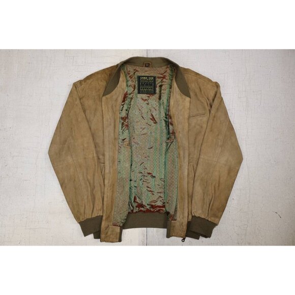 Vintage Echtes Leder Suede Leather Bomber Jacket Full Zip Up Mens Size XL - Picture 4 of 10